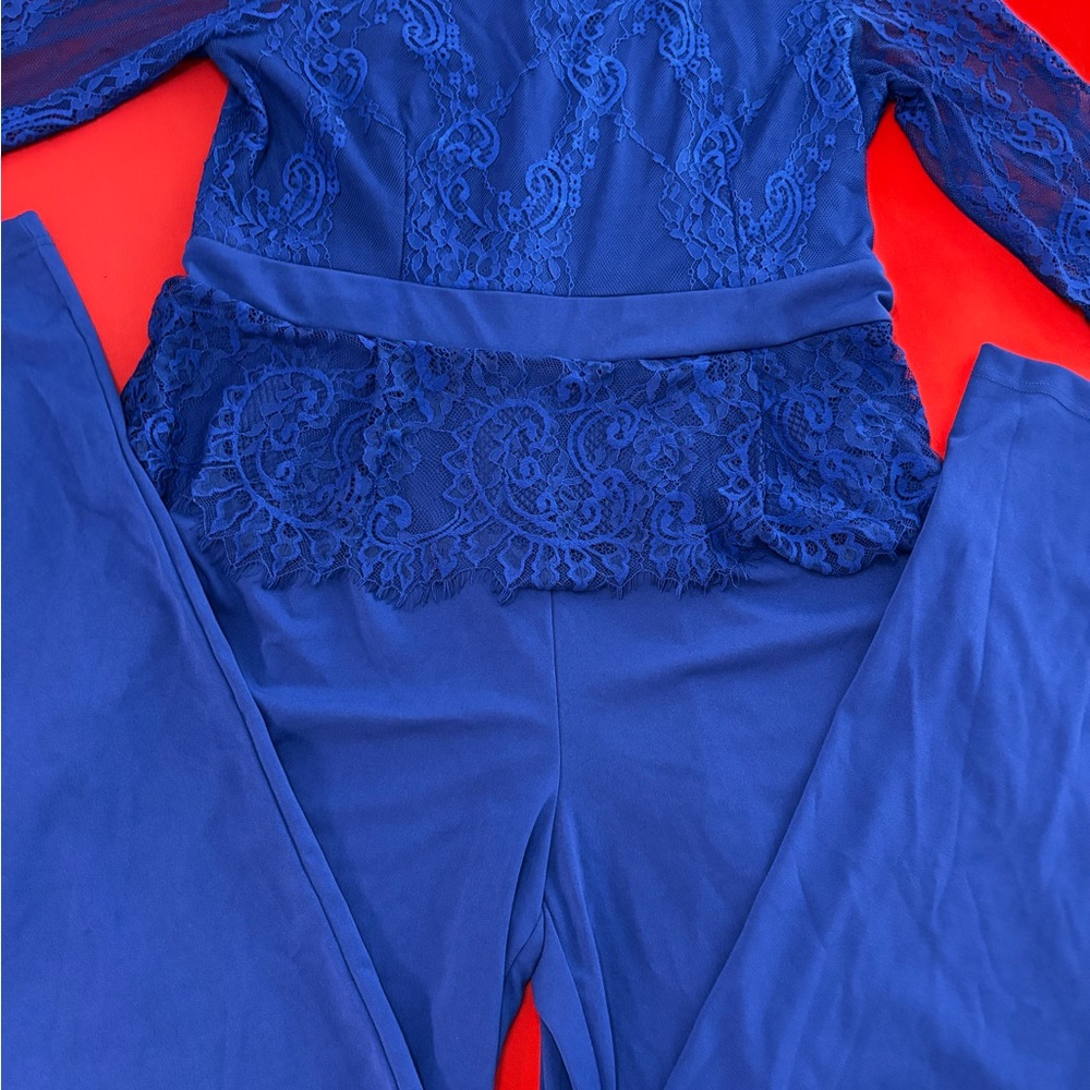 Blue Lace Detail Jumpsuit size XXL - Picture 9 of 15